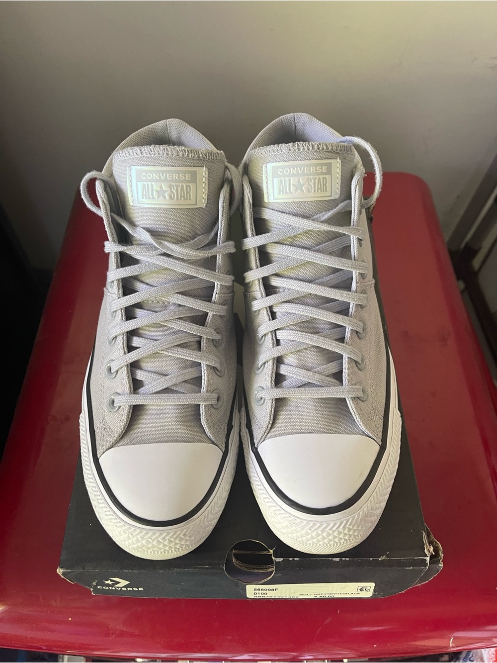 Converse Women’s Mid-Top Sneakers in Light Gray and White